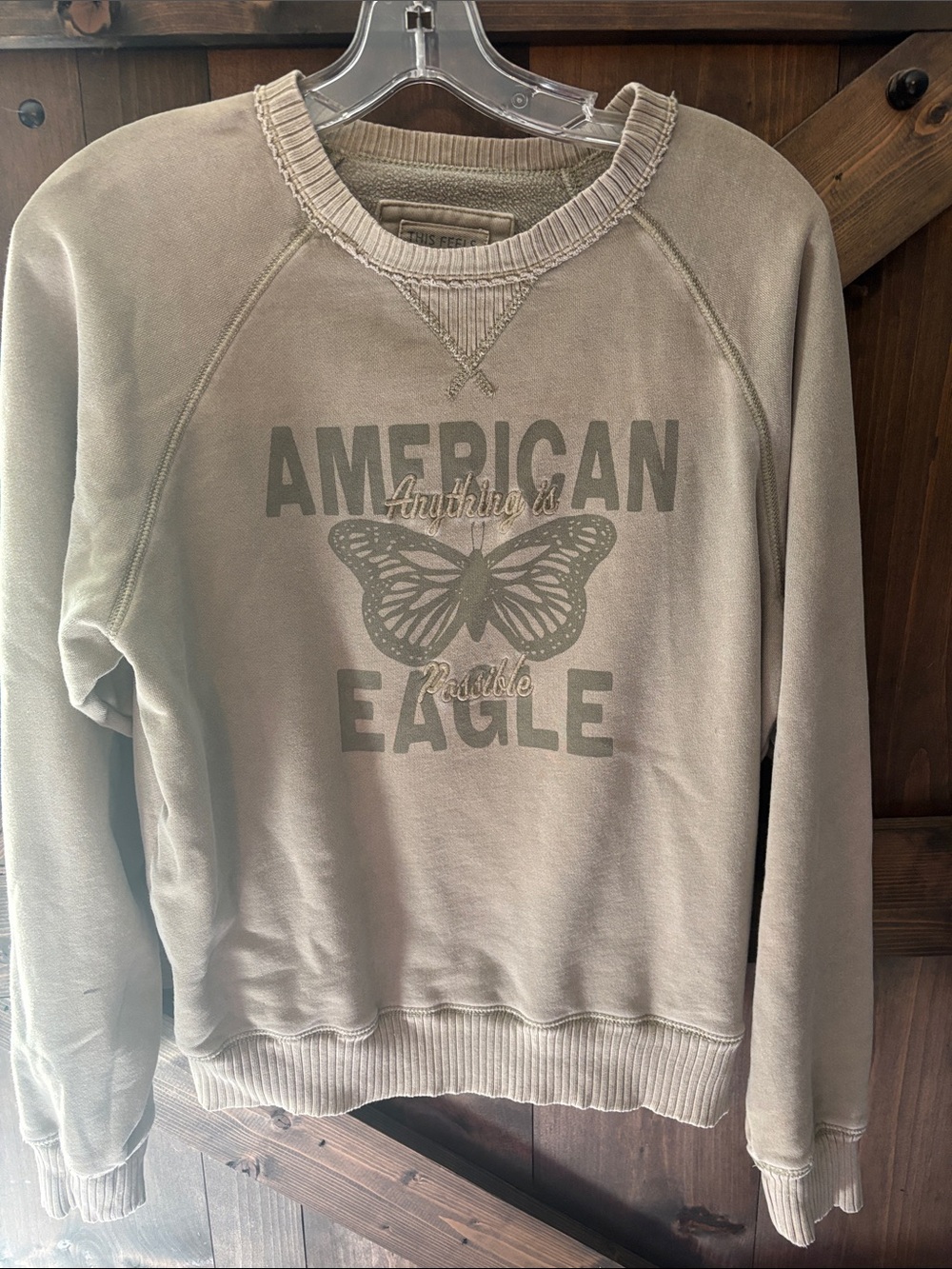 American Eagle Outfitters Crewneck Sweatshirt in light army green